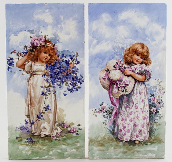 Tiles pair of large c1900